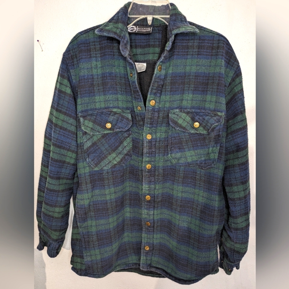 Key Apparel Polar King Plaid Flannel Quilting Lined Shacket men's M